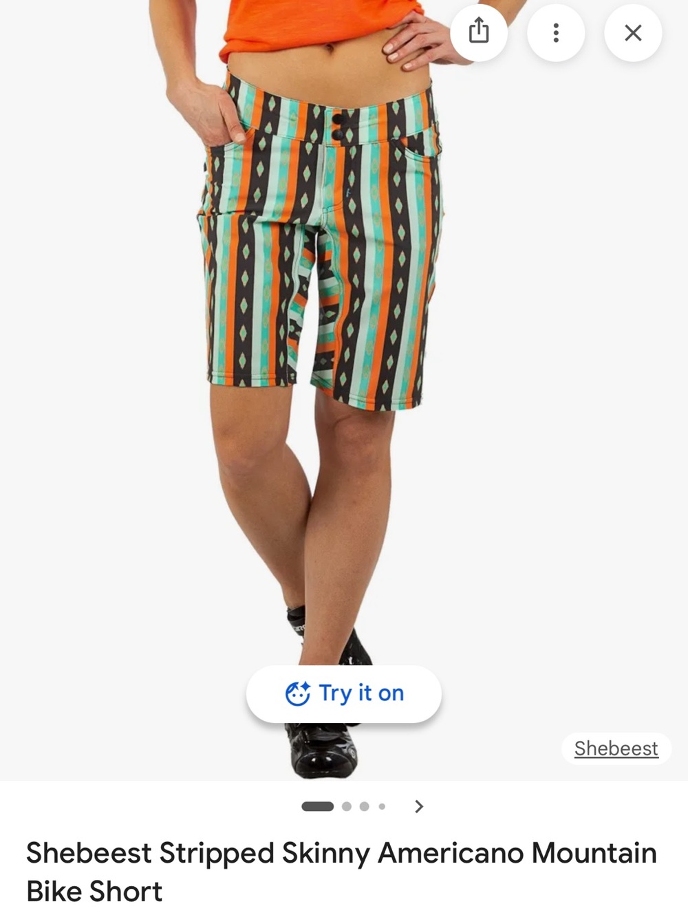 shebeest Striped skinny Americano Mountain Bike Short